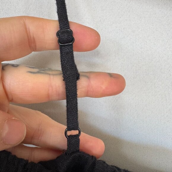 Venroy Black Gathered Linen Square Neck Strappy Column Shift Maxi Dress Size M - Picture 10 of 15